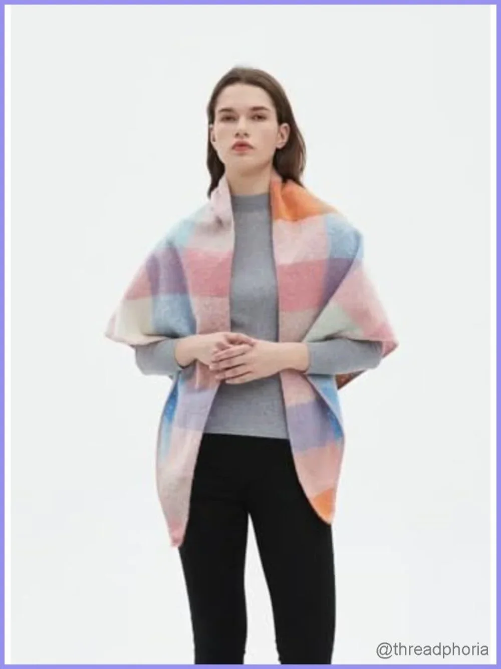 Oversized Plaid Triangle Scarf Shawl Wrap Soft Cozy Winter Fashion
